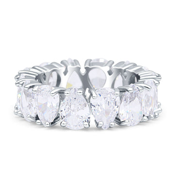Teardrop Pear Shaped Eternity Wedding Band Cubic Zirconia 925 Sterling Silver Wholesale